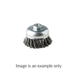 Cup Brush Twist Knot High Carbon Steel 0.5mm Wire  x 75mm Dia M14 Carded